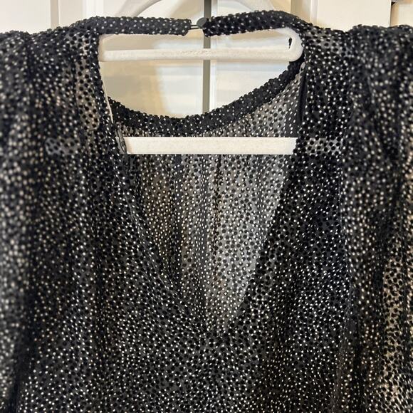 BA&SH Cadia Silk Blend Sheer Long Sleeve Blouse Black | XS - Picture 4 of 16